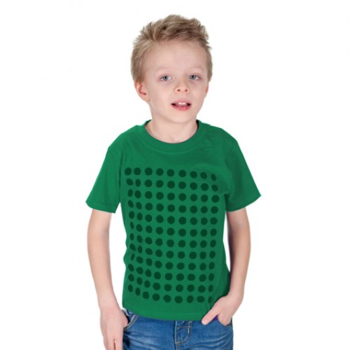  Zelené detské tričko pokryté guličkami zo suchého zipsu